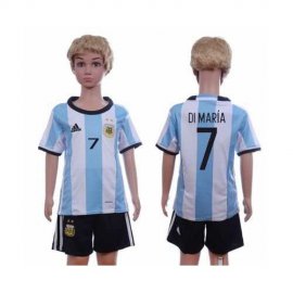 Argentina #7 Di Maria Home Kid Soccer Country Jersey