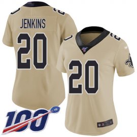 Nike New Orleans Saints #20 Janoris Jenkins Gold Womens Stitched NFL Limited Inverted Legend 100th Season Jersey