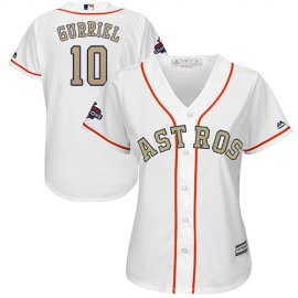 Houston Astros #10 Yuli Gurriel White 2018 Gold Program Cool Base Womens Stitched MLB Jersey