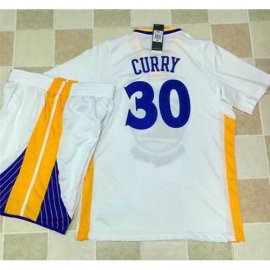 Golden State Warriors #30 Stephen Curry White Long Sleeve A Set Stitched NBA Jersey