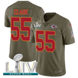Nike Kansas City Chiefs #55 Frank Clark Olive Super Bowl LIV 2020 Mens Stitched NFL Limited 2017 Salute To Service Jersey