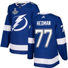 Adidas Tampa Bay Lightning #77 Victor Hedman Blue Home Authentic 2020 Stanley Cup Champions Stitched NHL Jersey