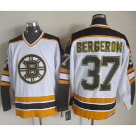Boston Bruins #37 Patrice Bergeron White/Black CCM Throwback Stitched NHL Jersey