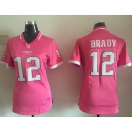 Nike New England Patriots #12 Tom Brady Pink Womens Stitched NFL Elite Bubble Gum Jersey