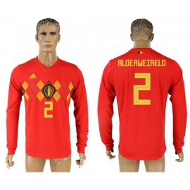 Belgium #2 ALDERWEIRELD Home 2018 FIFA World Cup Long Sleeve Thailand Soccer Jersey