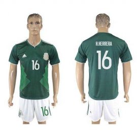 Mexico #16 H.Herrera Green Home Soccer Country Jersey