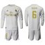 Real Madrid #6 Nacho White Home Long Sleeves Soccer Club Jersey