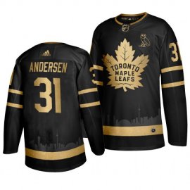 Adidas Toronto Maple Leafs #31 Frederik Andersen Mens 2019 Black Golden Edition OVO Branded Stitched NHL Jersey