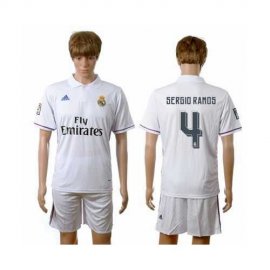 Real Madrid #4 Sergio Ramos White Home Soccer Club Jersey