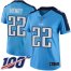 Nike Tennessee Titans #22 Derrick Henry Light Blue Womens Stitched NFL Limited Rush 100th Season Jersey