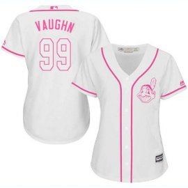 Cleveland Indians #99 Ricky Vaughn White/Pink Fashion Womens Stitched MLB Jersey