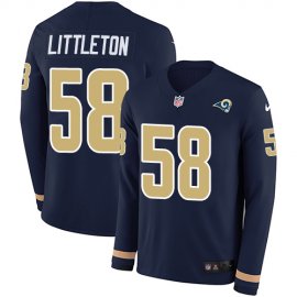 Nike Los Angeles Rams #58 Cory Littleton Navy Blue Team Color Mens Stitched NFL Limited Therma Long Sleeve Jersey
