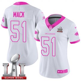 Nike Atlanta Falcons #51 Alex Mack White/Pink Super Bowl LI 51 Womens Stitched NFL Limited Rush Fashion Jersey