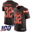 Nike Cleveland Browns #32 Jim Brown Brown Team Color Mens Stitched NFL 100th Season Vapor Limited Jersey