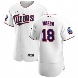 Minnesota Twins #18 Kenta Maeda Mens Nike White Home 2020 60th Season Authentic Team MLB Jersey