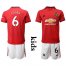 Manchester United #6 Pogba Home Kid Soccer Club Jersey