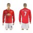 Manchester United #7 Beckham Red Home Long Sleeves Soccer Club Jersey