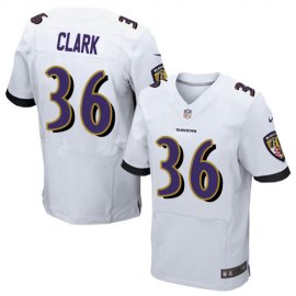 Nike Baltimore Ravens #36 Chuck Clark White Mens Stitched NFL New Elite Jersey