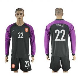 Holland #22 Vorm Black Goalkeeper Long Sleeves Soccer Country Jersey