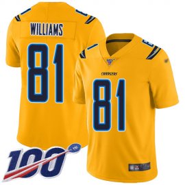 Nike Los Angeles Chargers #81 Mike Williams Gold Mens Stitched NFL Limited Inverted Legend 100th Season Jersey