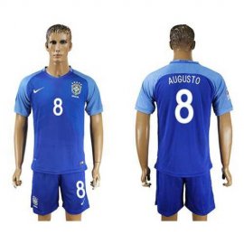 Brazil #8 Augusto Blue Soccer Country Jersey