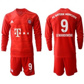 Bayern Munchen #9 Lewandowski Home Long Sleeves Soccer Club Jersey