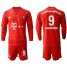 Bayern Munchen #9 Lewandowski Home Long Sleeves Soccer Club Jersey