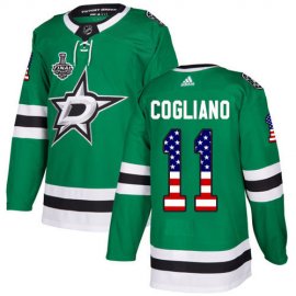 Adidas Dallas Stars #11 Andrew Cogliano Green Home Authentic USA Flag Youth 2020 Stanley Cup Final Stitched NHL Jersey