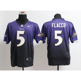 Nike Baltimore Ravens #5 Joe Flacco Purple/Black Mens Stitched NFL Elite Fadeaway Fashion Jersey