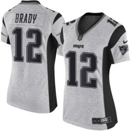 Nike New England Patriots #12 Tom Brady Gray Womens Stitched NFL Limited Gridiron Gray II Jersey