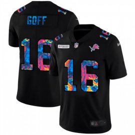 Detroit Lions #16 Jared Goff Mens Nike Multi-Color Black 2020 NFL Crucial Catch Vapor Untouchable Limited Jersey