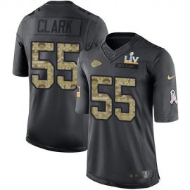 Nike Kansas City Chiefs #55 Frank Clark Black Mens Super Bowl LV Bound Stitched NFL Limited 2016 Salute to Service Jersey