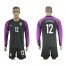 Brazil #12 Carreira Black Goalkeeper Long Sleeves Soccer Country Jersey
