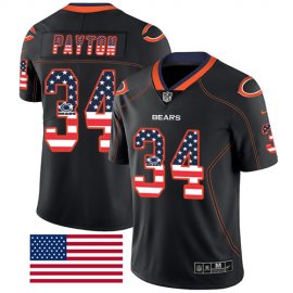Nike Chicago Bears #34 Walter Payton Black Mens Stitched NFL Limited Rush USA Flag Jersey