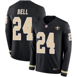 Nike New Orleans Saints #24 Vonn Bell Black Team Color Mens Stitched NFL Limited Therma Long Sleeve Jersey