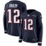 Nike New England Patriots #12 Tom Brady Navy Blue Team Color Womens Stitched NFL Limited Therma Long Sleeve Jersey