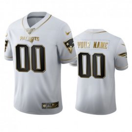 New England Patriots Custom Mens Nike White Golden Edition Vapor Limited NFL 100 Jersey