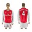 Arsenal #4 Mertesacke Red Home Long Sleeves Soccer Club Jersey