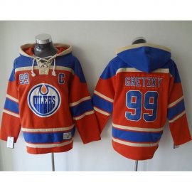 Edmonton Oilers #99 Wayne Gretzky Orange Sawyer Hooded Sweatshirt Stitched NHL Jersey