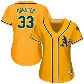 Oakland Athletics #33 Jose Canseco Gold Alternate Womens Stitched MLB Jersey