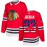 Adidas Chicago Blackhawks #23 Michael Jordan Red Home Authentic USA Flag Stitched NHL Jersey