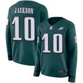 Nike Philadelphia Eagles #10 DeSean Jackson Midnight Green Team Color Womens Stitched NFL Limited Therma Long Sleeve Jersey