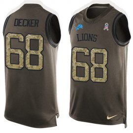 Nike Detroit Lions #68 Taylor Decker Green Mens Stitched NFL Limited Salute To Service Tank Top Jersey