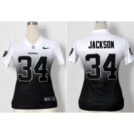 Nike Las Vegas Raiders #34 Bo Jackson White/Black Womens Stitched NFL Elite Fadeaway Fashion Jersey