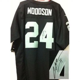 Nike Las Vegas Raiders #24 Charles Woodson Black Team Color Mens Stitched NFL Elite Autographed Jersey