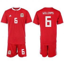 Wales #6 Williams Home Soccer Country Jersey
