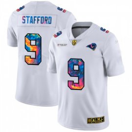 Los Angeles Rams #9 Matthew Stafford Mens White Nike Multi-Color 2020 NFL Crucial Catch Limited NFL Jersey