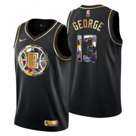 Los Angeles Los Angeles Clippers #13 Paul George Mens Golden Edition Diamond Logo 2021/22 Swingman Jersey – Black Mens
