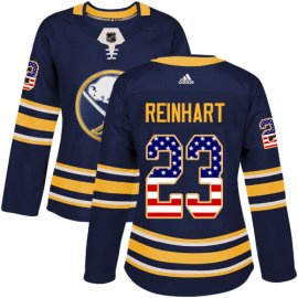 Adidas Buffalo Sabres #23 Sam Reinhart Navy Blue Home Authentic USA Flag Womens Stitched NHL Jersey