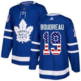 Adidas Toronto Maple Leafs #19 Bruce Boudreau Blue Home Authentic USA Flag Stitched NHL Jersey